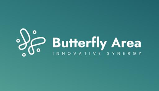 Testo "Butterfly area" su sfondo verde