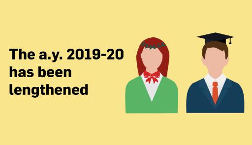 The academic year 2019-20 has been lengthened Immagine stilizzata di due persone e testo "The academic year 2019-20 has been lengthened"