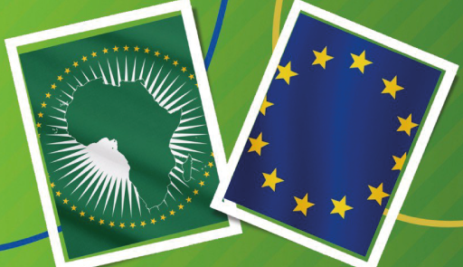 bandiere unione africana e unione europea su sfondo verde