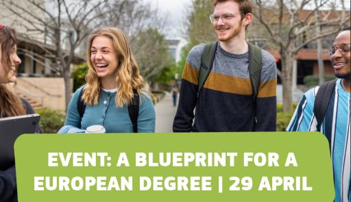University students and title of the event 'Blueprint for european degree'