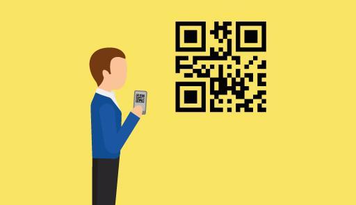 Back to UniTO: access to University venues figura maschile stilizzata che inquadra un qrcode con il cellulare