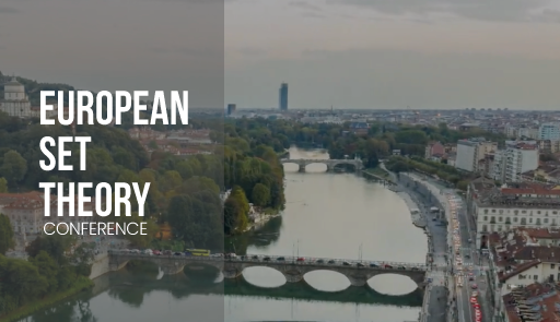 immagine panoramica di Torino e testo "European Set Theory Conference"