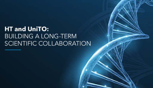 frammento di DNA e testo: 'HT and UniTO - Building a long-term scientific collaboration