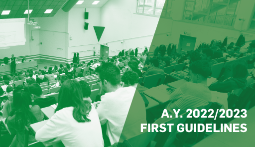 A.Y. 2022-2023 first guidelines studenti seguono una lezione in un'aula