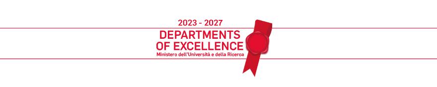 Due righe rosse in orizzontale con la scritta "Departments of excellence 2023-2027"