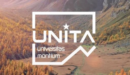 Sfondo boschivo e logo di UNITA in primo piano