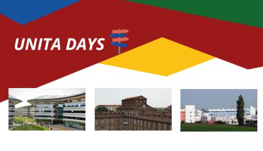 UNITA Days. Riquadri di colori diversi e foto di alcune sedi dei partner di UNITA